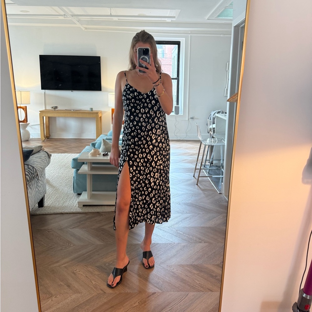 Reformation Leopard Print Midi Slip Dress